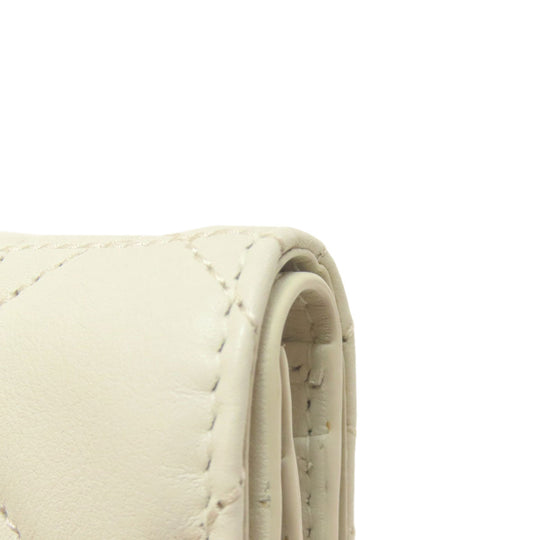 Christian Dior Bifold Wallet Calfskin white Heart Lady Dior