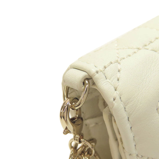 Christian Dior Bifold Wallet Calfskin white Heart Lady Dior