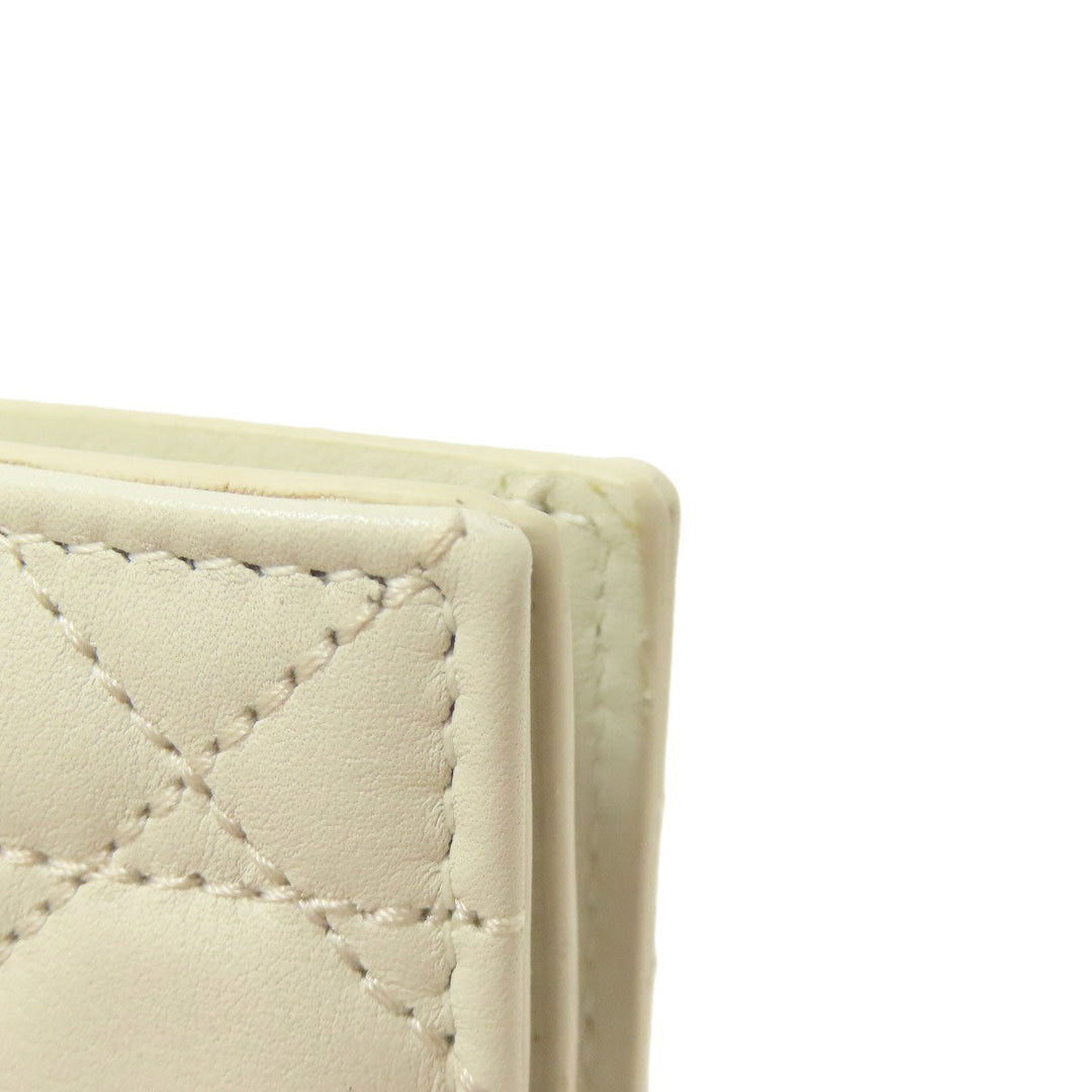 Christian Dior Bifold Wallet Calfskin white Heart Lady Dior