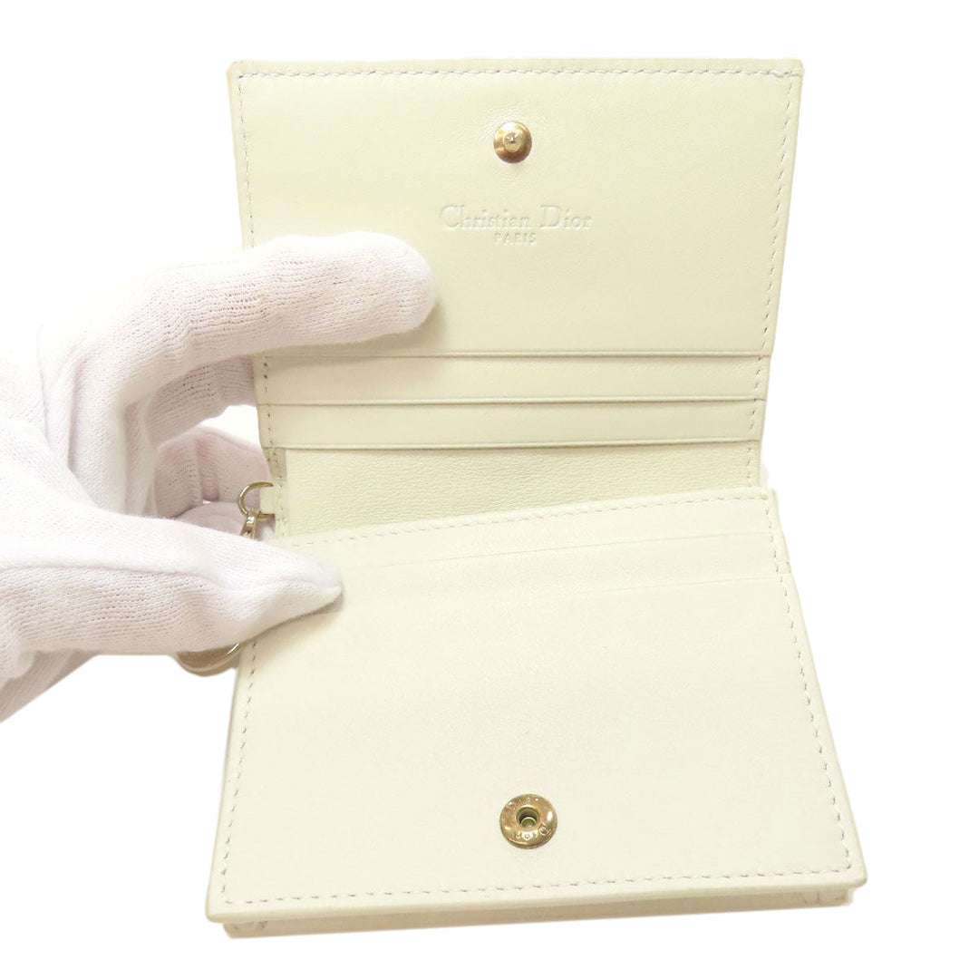 Christian Dior Bifold Wallet Calfskin white Heart Lady Dior
