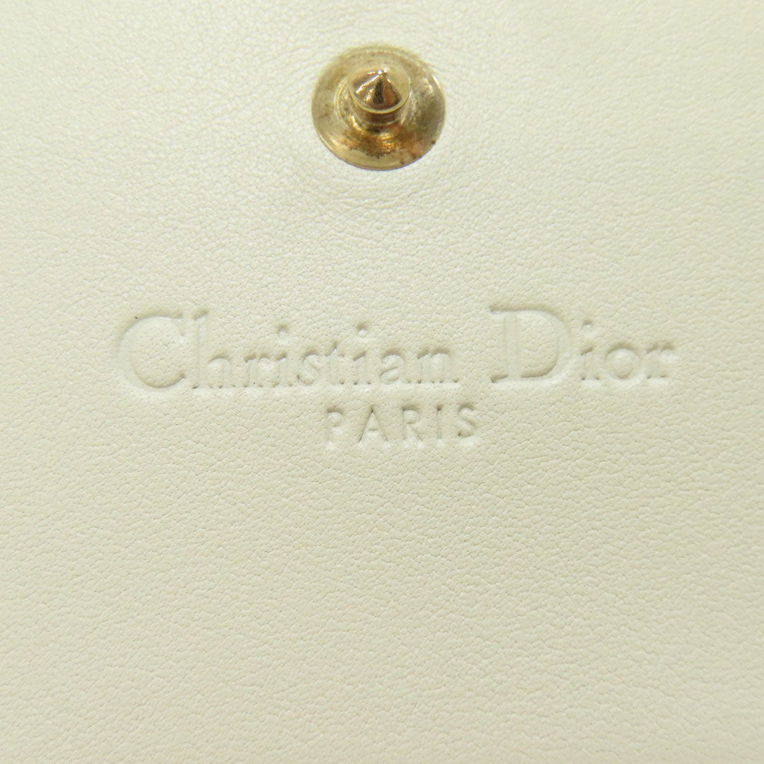 Christian Dior Bifold Wallet Calfskin white Heart Lady Dior