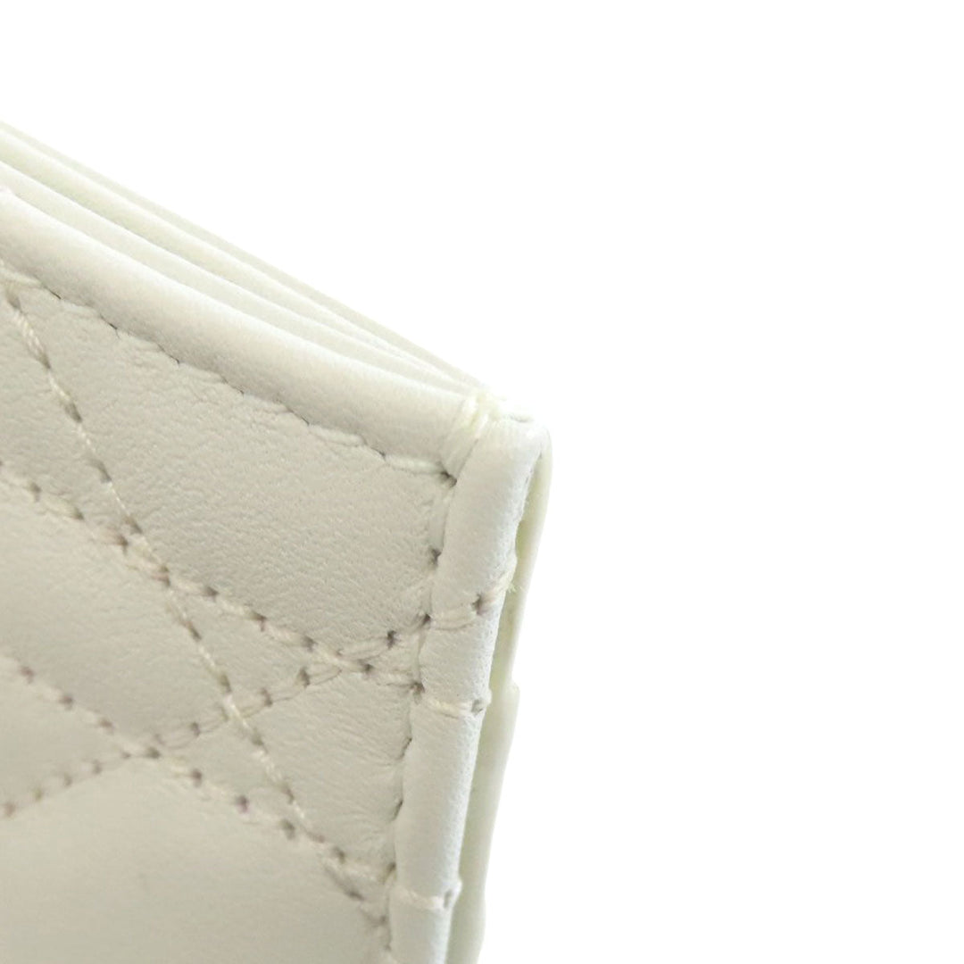 Christian Dior Card Case leather white Heart Lady Dior Women Used Authentic