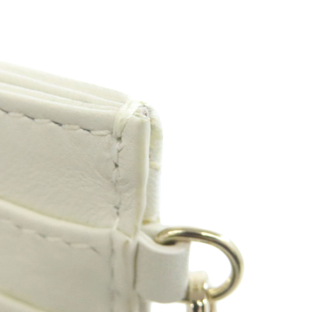 Christian Dior Card Case leather white Heart Lady Dior Women Used Authentic