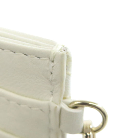 Christian Dior Card Case leather white Heart Lady Dior Women Used Authentic