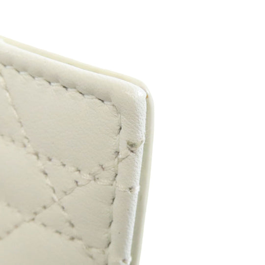 Christian Dior Card Case leather white Heart Lady Dior Women Used Authentic