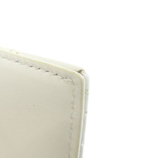 Christian Dior Card Case leather white Heart Lady Dior Women Used Authentic
