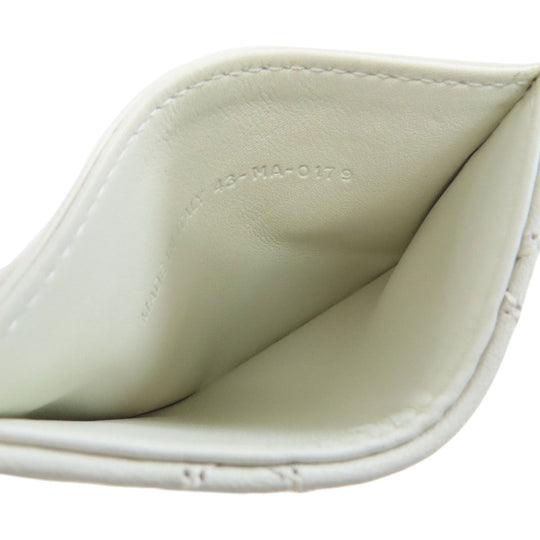 Christian Dior Card Case leather white Heart Lady Dior Women Used Authentic
