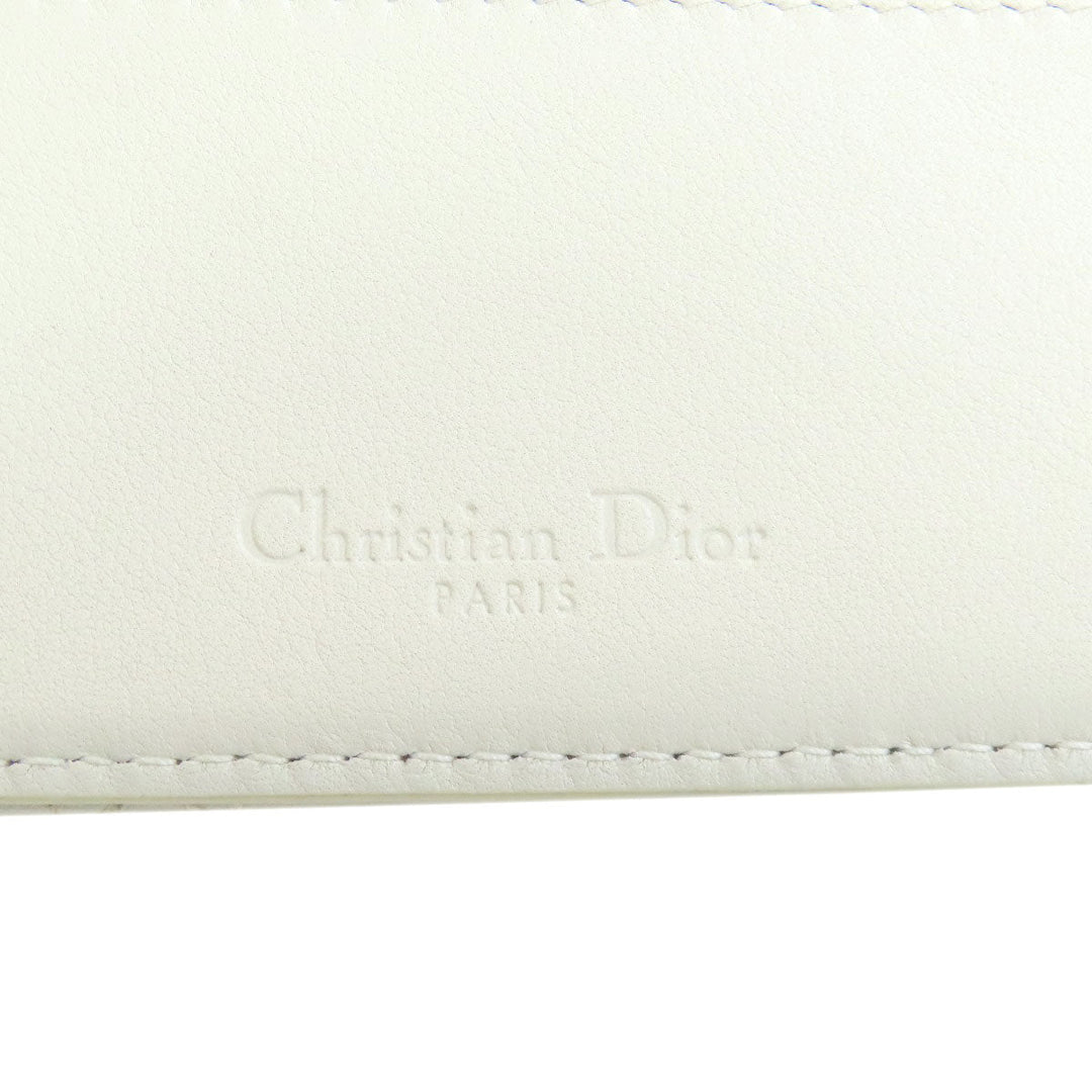 Christian Dior Card Case leather white Heart Lady Dior Women Used Authentic