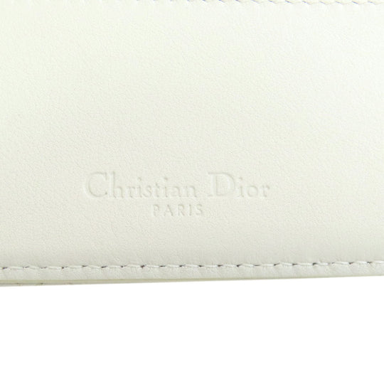Christian Dior Card Case leather white Heart Lady Dior Women Used Authentic