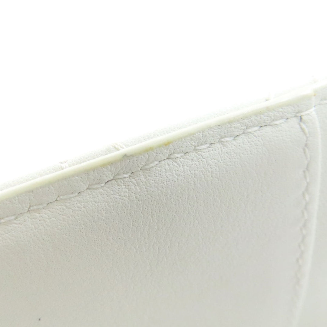Christian Dior Card Case leather white Heart Lady Dior Women Used Authentic