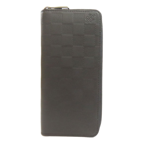 LOUIS VUITTON Long Wallet Purse M63548 Damier Anfini black Zippy wallet Vertical mens Used Authentic
