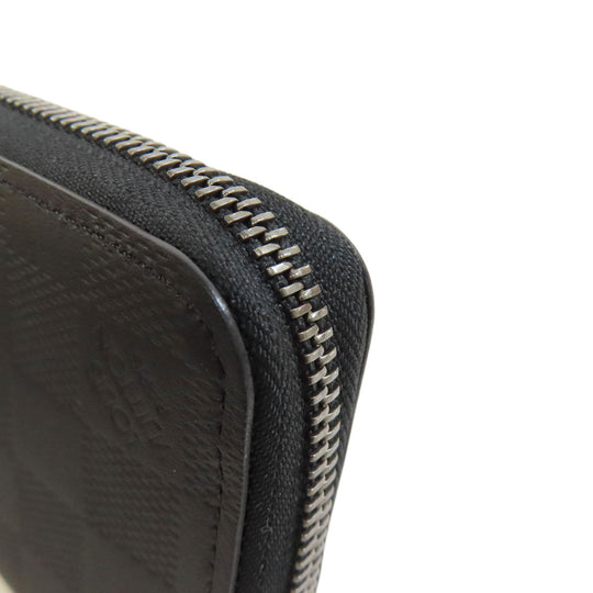 LOUIS VUITTON Long Wallet Purse M63548 Damier Anfini black Zippy wallet Vertical mens Used Authentic