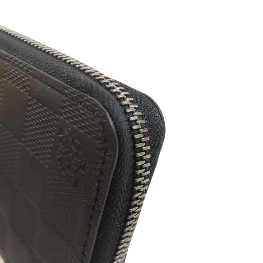 LOUIS VUITTON Long Wallet Purse M63548 Damier Anfini black Zippy wallet Vertical mens Used Authentic