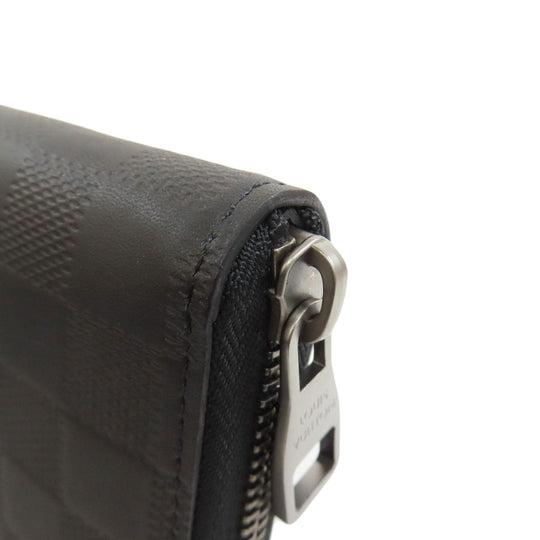 LOUIS VUITTON Long Wallet Purse M63548 Damier Anfini black Zippy wallet Vertical mens Used Authentic