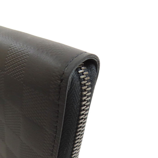 LOUIS VUITTON Long Wallet Purse M63548 Damier Anfini black Zippy wallet Vertical mens Used Authentic