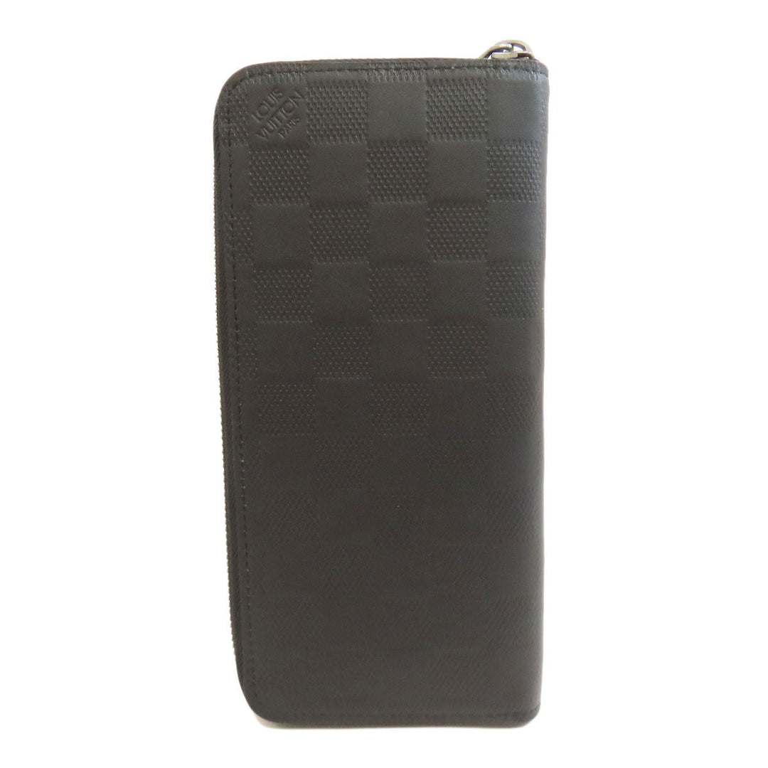 LOUIS VUITTON Long Wallet Purse M63548 Damier Anfini black Zippy wallet Vertical mens Used Authentic