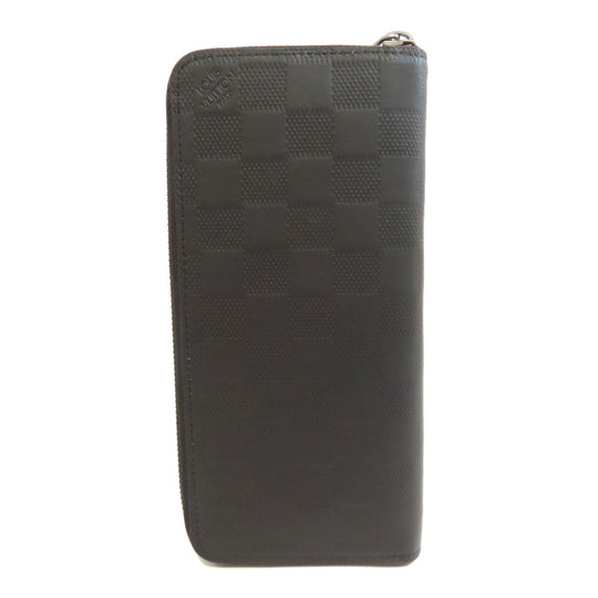 LOUIS VUITTON Long Wallet Purse M63548 Damier Anfini black Zippy wallet Vertical mens Used Authentic