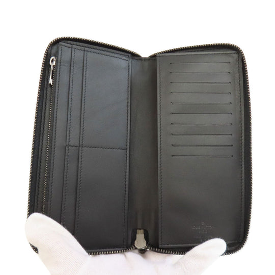 LOUIS VUITTON Long Wallet Purse M63548 Damier Anfini black Zippy wallet Vertical mens Used Authentic