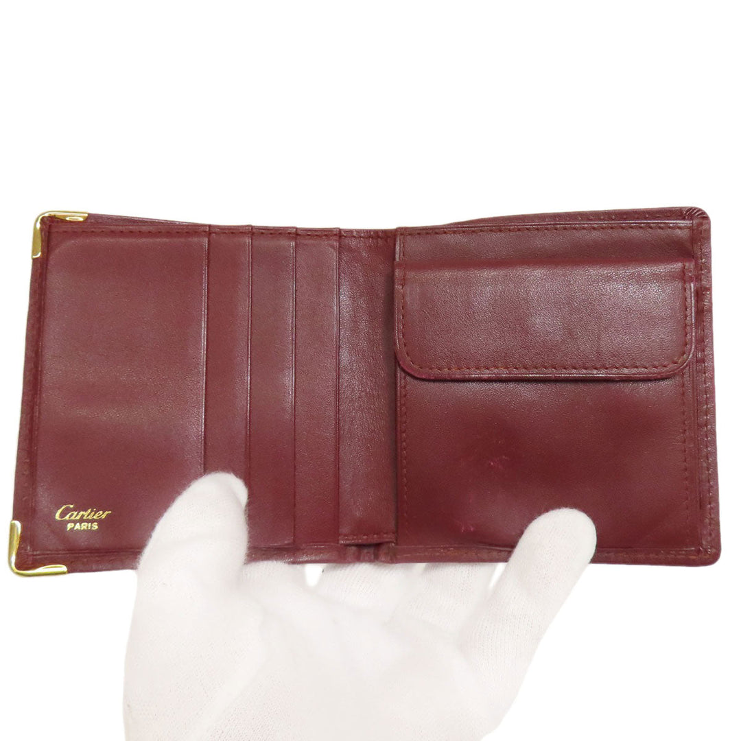 CARTIER Bifold Wallet leather Red Must Line