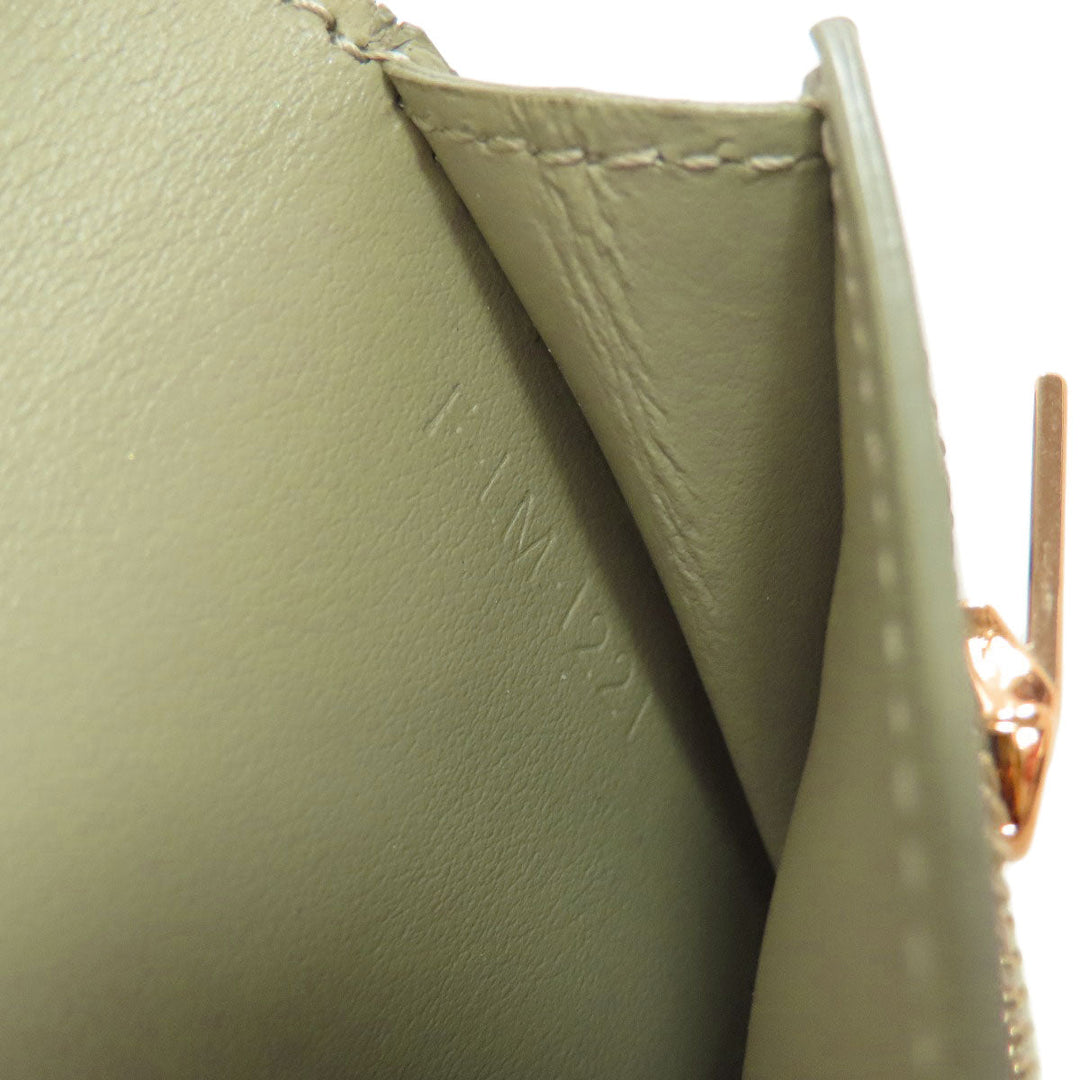 CELINE Bifold Wallet leather green Medium strap wallet Women Used Authentic