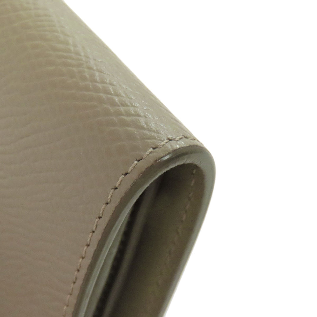 CELINE Bifold Wallet leather green Medium strap wallet Women Used Authentic