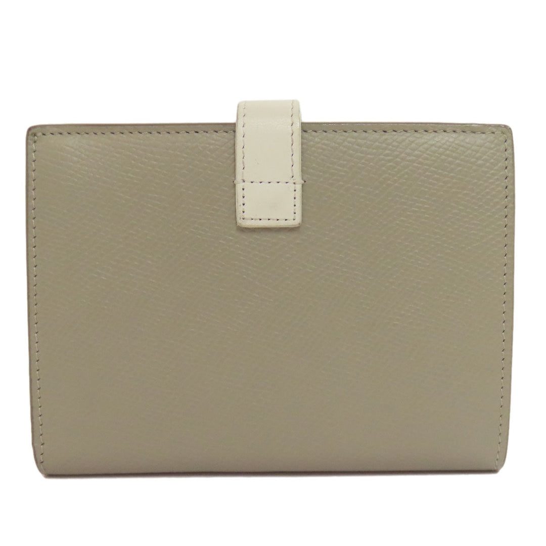 CELINE Bifold Wallet leather green Medium strap wallet Women Used Authentic