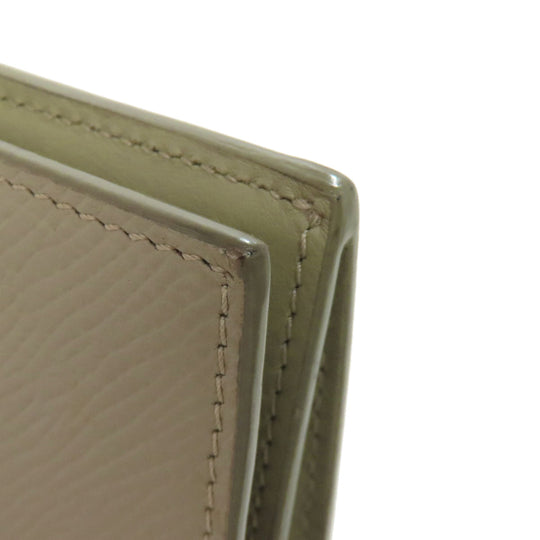 CELINE Bifold Wallet leather green Medium strap wallet Women Used Authentic
