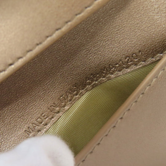 Christian Dior Bifold Wallet leather gold Lady Dior Women Used Authentic