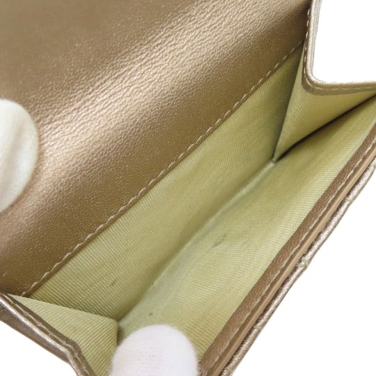 Christian Dior Bifold Wallet leather gold Lady Dior Women Used Authentic