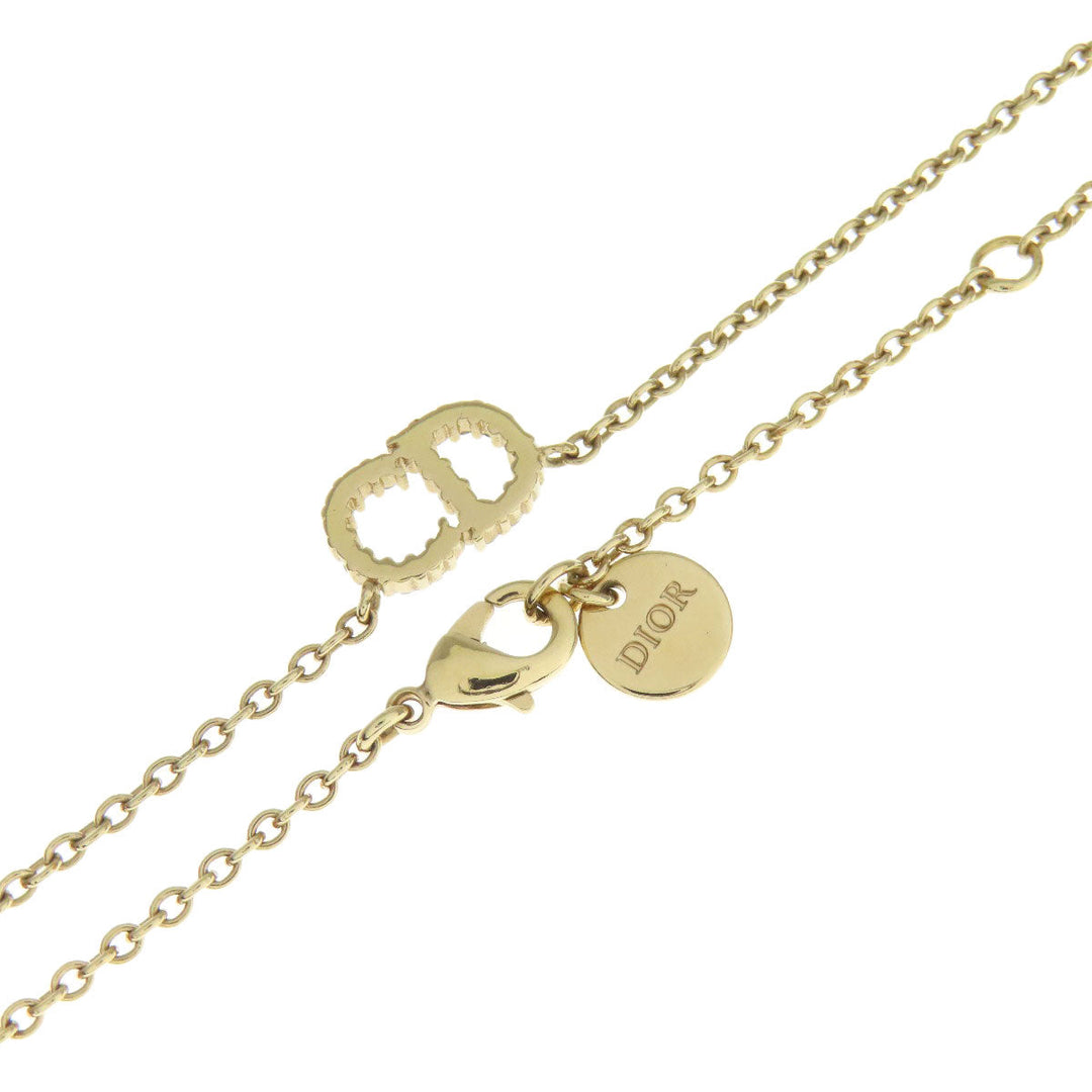 Christian Dior Necklace metallic gold logo Women Used Authentic