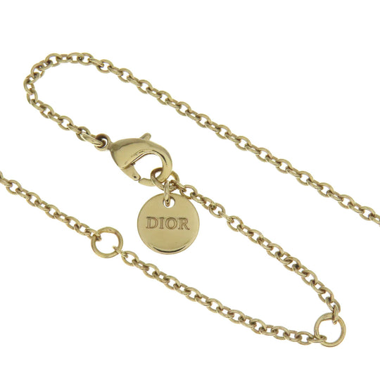 Christian Dior Necklace metallic gold logo Women Used Authentic