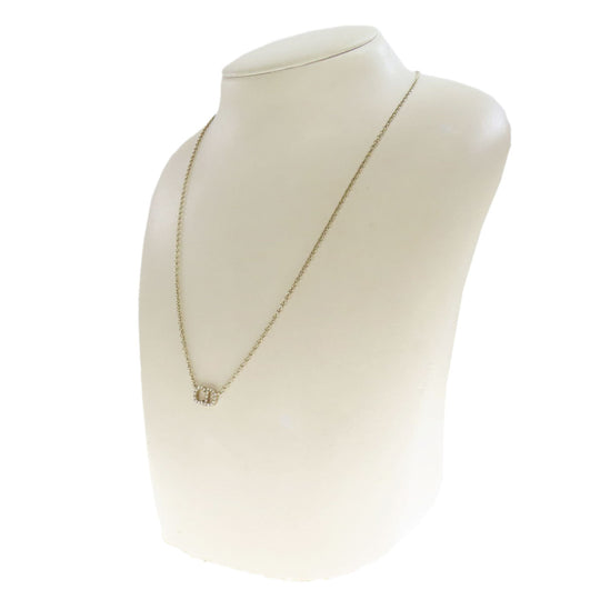 Christian Dior Necklace metallic gold logo Women Used Authentic