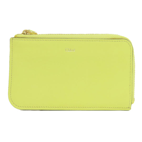 Chloe Coin case leather yellow Alphabet Women Used Authentic