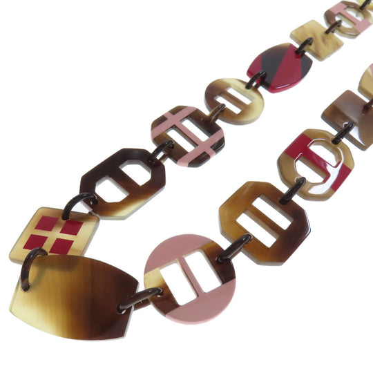 HERMES Necklace Buffalo horn Brown Buffalo horn