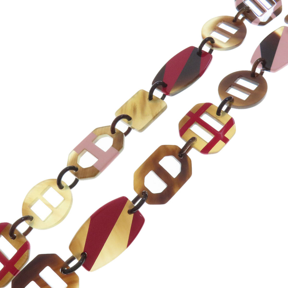 HERMES Necklace Buffalo horn Brown Buffalo horn