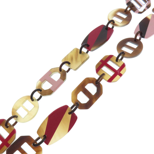 HERMES Necklace Buffalo horn Brown Buffalo horn