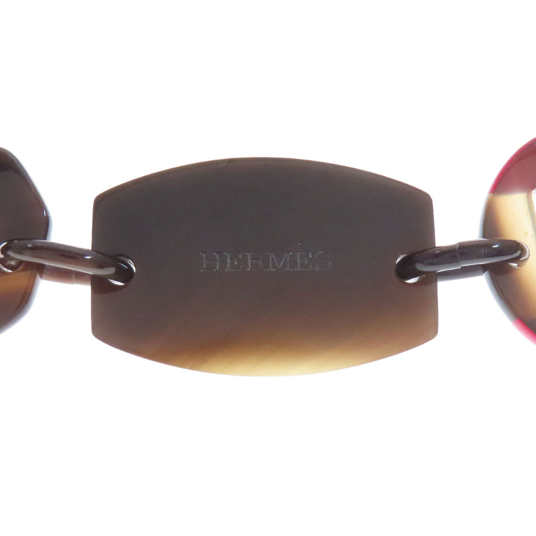 HERMES Necklace Buffalo horn Brown Buffalo horn