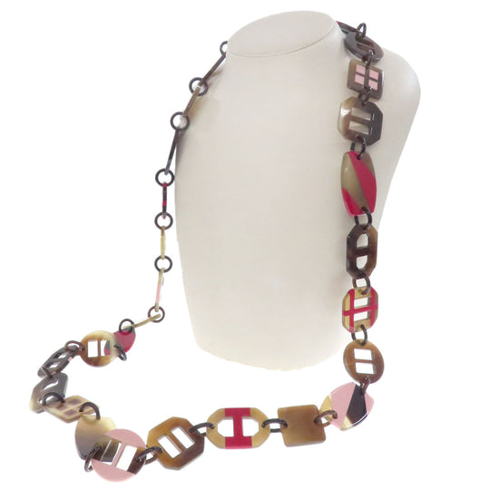 HERMES Necklace Buffalo horn Brown Buffalo horn