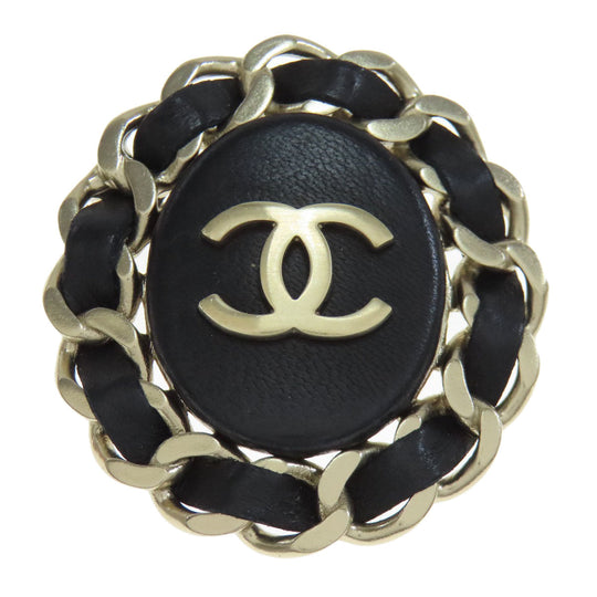 CHANEL Brooch Metal, Leather Silver COCO Mark Women Used Authentic