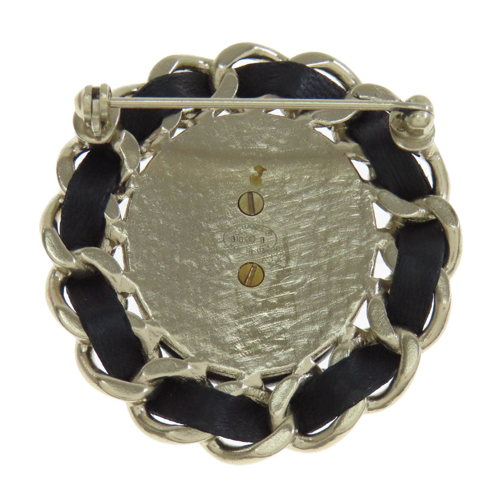 CHANEL Brooch Metal, Leather Silver COCO Mark Women Used Authentic
