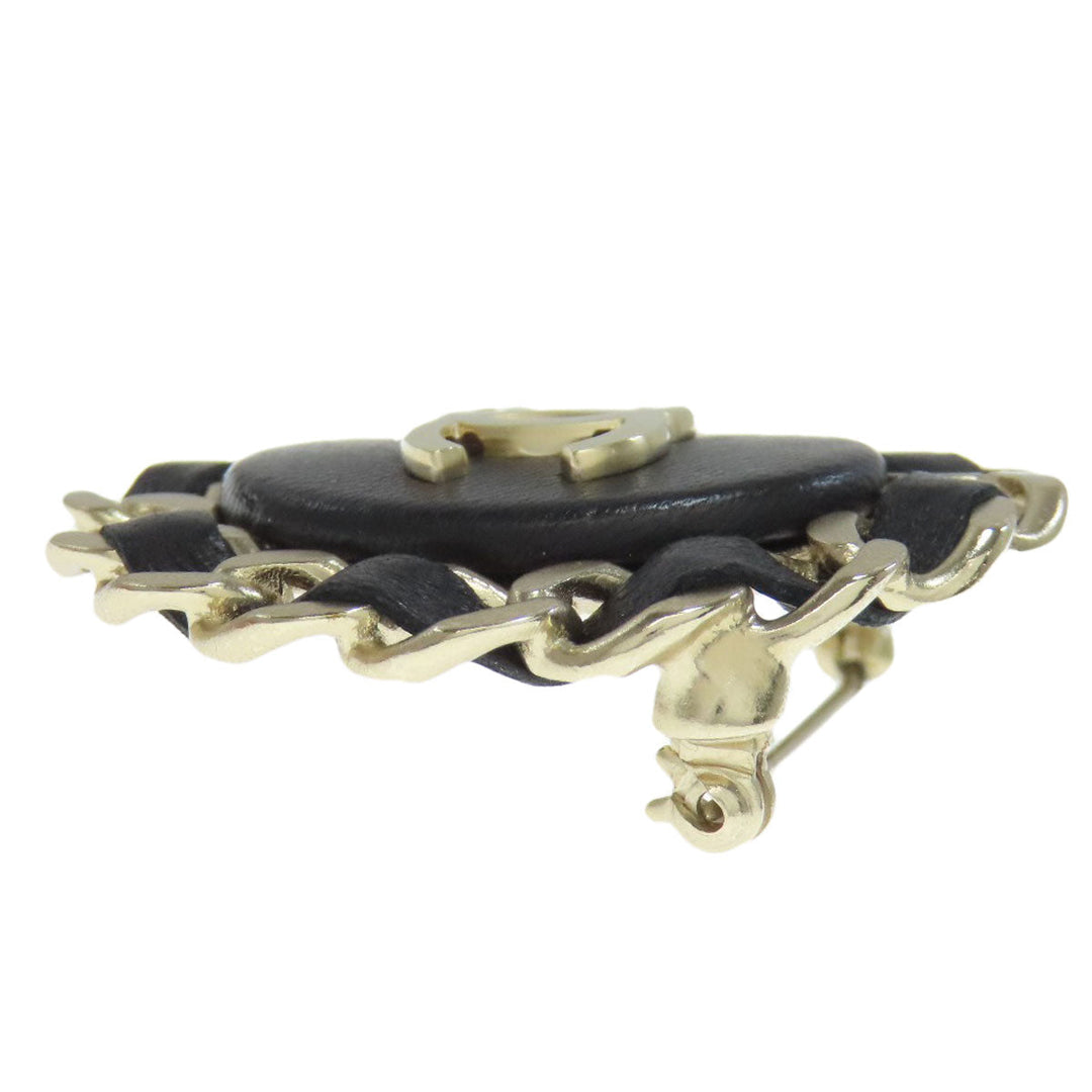 CHANEL Brooch Metal, Leather Silver COCO Mark Women Used Authentic