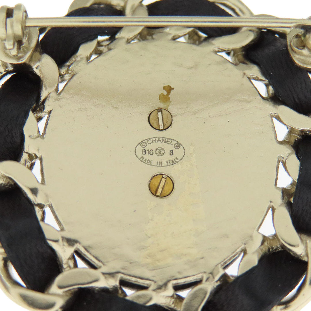 CHANEL Brooch Metal, Leather Silver COCO Mark Women Used Authentic