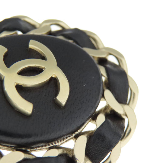 CHANEL Brooch Metal, Leather Silver COCO Mark Women Used Authentic