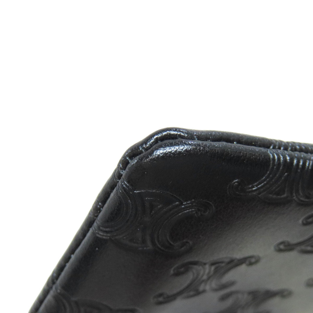 CELINE Accessory pouch leather black Triomphe