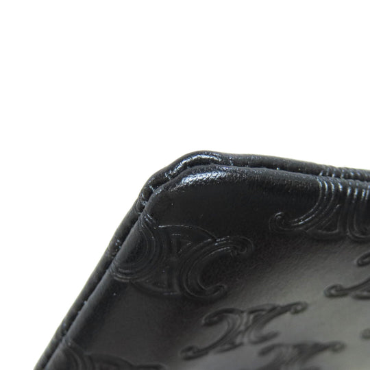 CELINE Accessory pouch leather black Triomphe