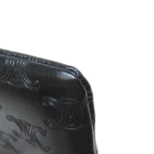 CELINE Accessory pouch leather black Triomphe