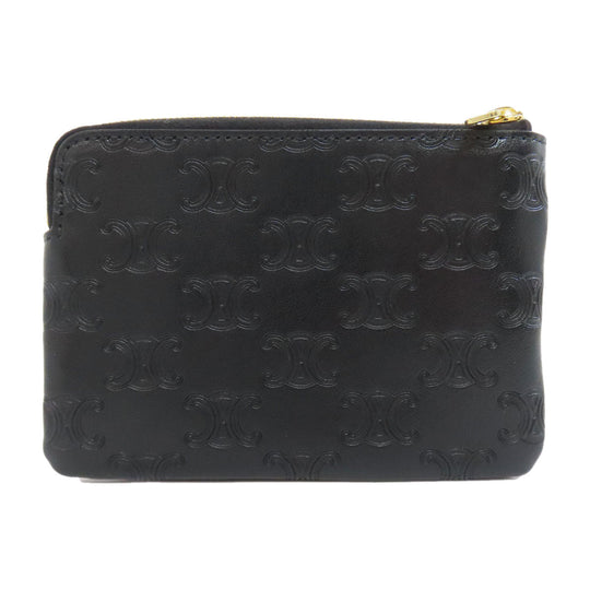 CELINE Accessory pouch leather black Triomphe