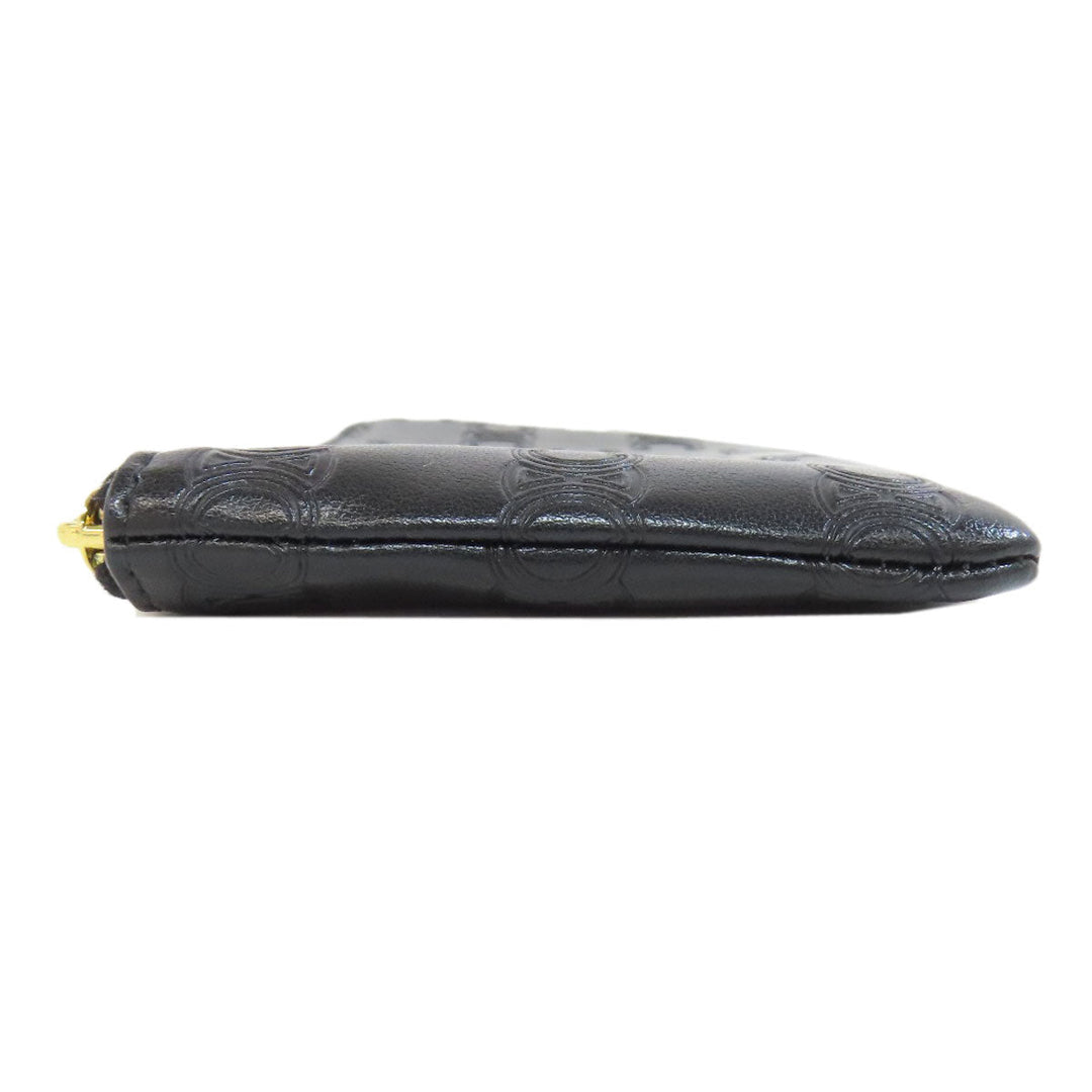 CELINE Accessory pouch leather black Triomphe