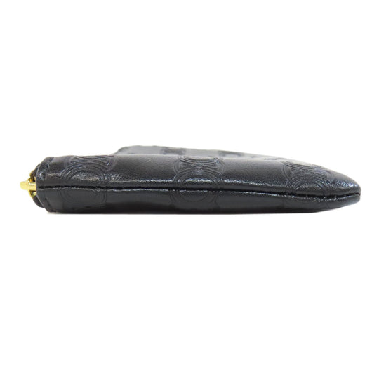 CELINE Accessory pouch leather black Triomphe