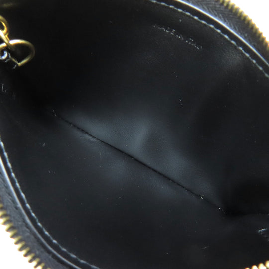CELINE Accessory pouch leather black Triomphe